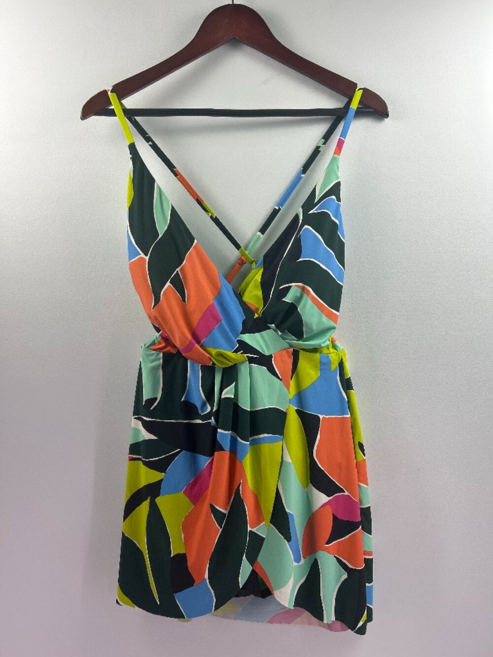 Anne Cole One Piece Swimsuit Tropical Print Size 14